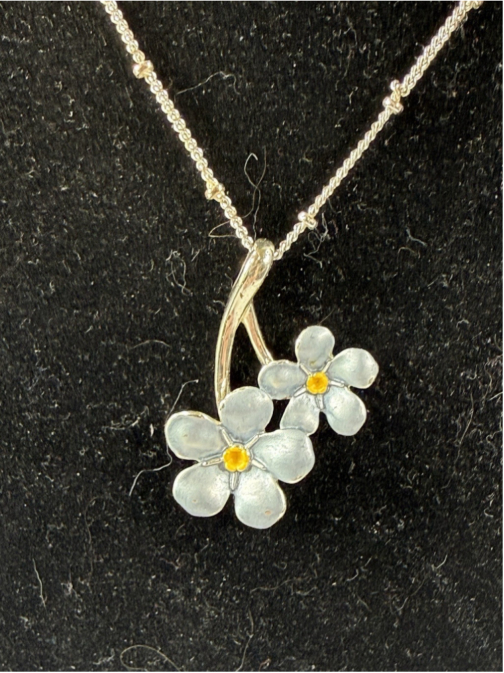 Alexander Thurlow Forget Me Not Enamel Floral Necklace